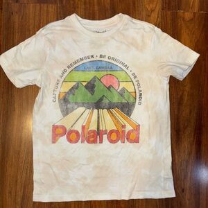 Polaroid Kids Tee with Mountain Graphic - Cream Tie Dye